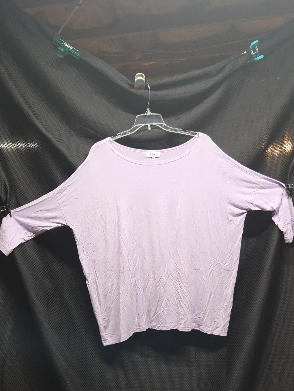 Piko Lavender Long Sleeve Tee, Oversized XS. Baggy Shirt With Fitted Sleeves